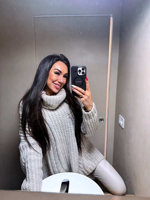 ELYNDI extended wool sweater - light beige