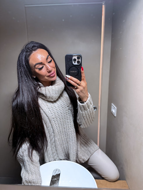 ELYNDI extended wool sweater - light beige