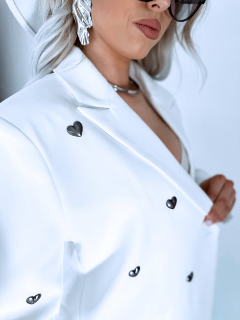 LUX balta, ONE SIZE žakete "HEARTS" PRE-ORDER