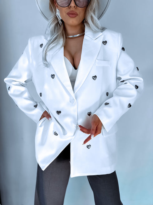 LUX balta, ONE SIZE žakete "HEARTS" PRE-ORDER