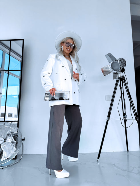 LUX white, ONE SIZE jacket "HEARTS"