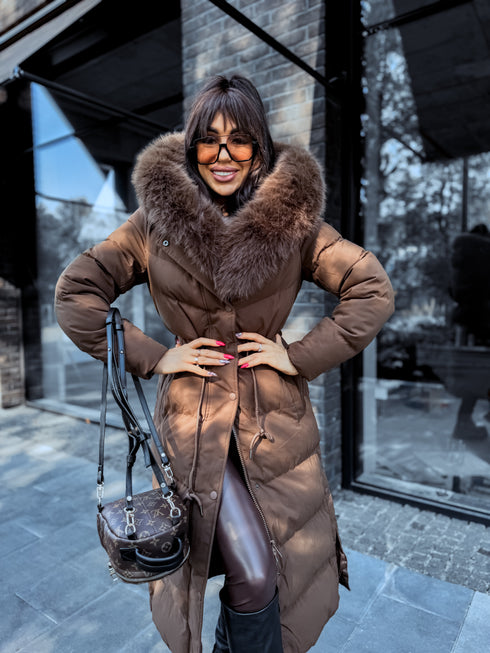 Ilgas paltas "WINTER WEAR FC83"- CHOCO IŠANKSTINIS UŽSAKYMAS