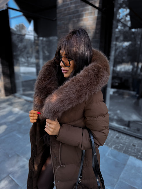 Ilgas paltas "WINTER WEAR FC83"- CHOCO IŠANKSTINIS UŽSAKYMAS