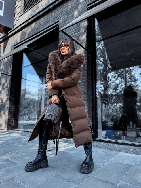 Ilgas paltas "WINTER WEAR FC83"- CHOCO IŠANKSTINIS UŽSAKYMAS