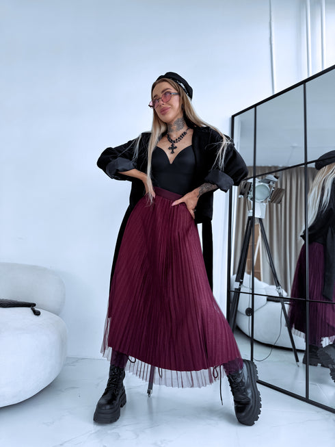 DIVPUSĖJI, tinklelio sijonai "ROSE SHINE 831" - BORDO