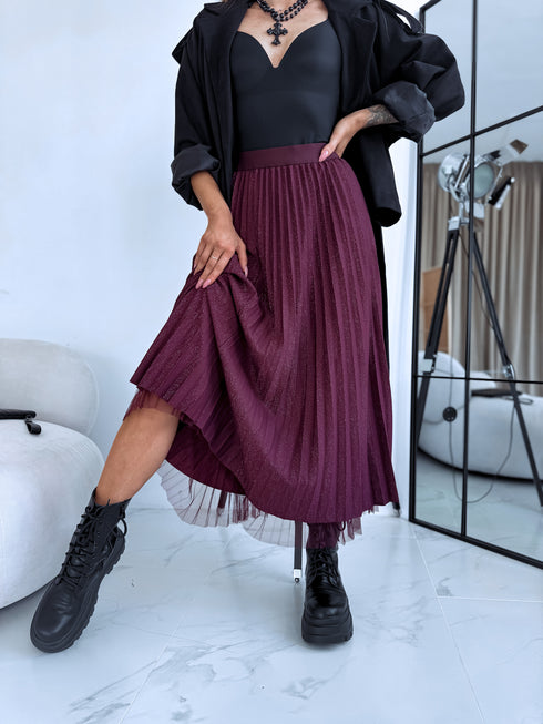 DIVPUSĖJI, tinklelio sijonai "ROSE SHINE 831" - BORDO