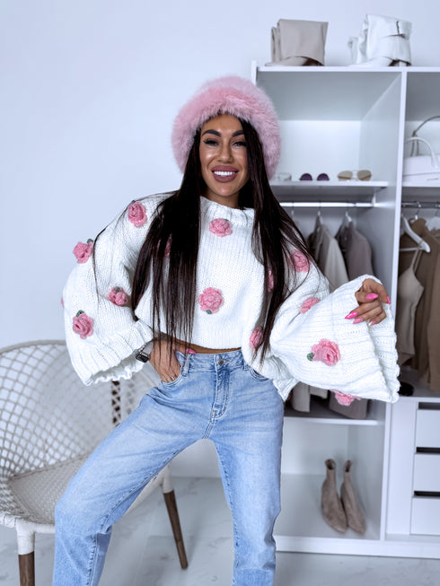 LUX свитер "ENGLISH ROSES" - БЕЛЫЙ