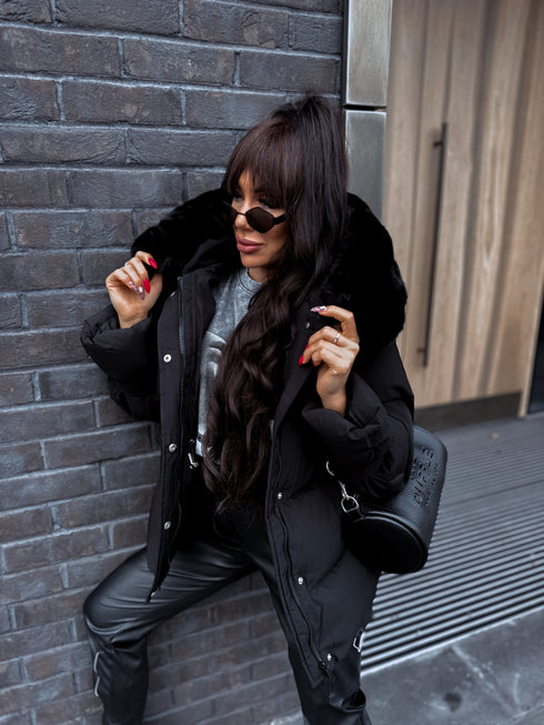 Puffy, short jacket "FUSION AD611" - BLACK