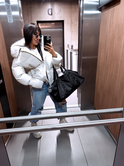 Puffy, short jacket "FUSION AD611" - BEIGE