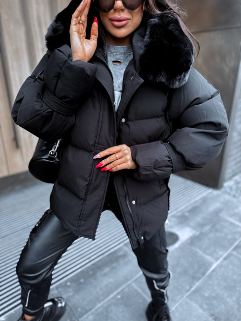 Puffy, short jacket "FUSION AD611" - BLACK