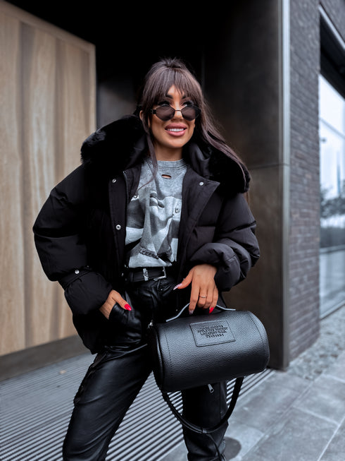 Puffy, short jacket "FUSION AD611" - BLACK