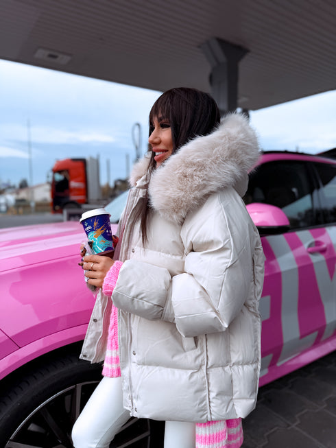 Puffy, short jacket "FUSION AD611" - BEIGE