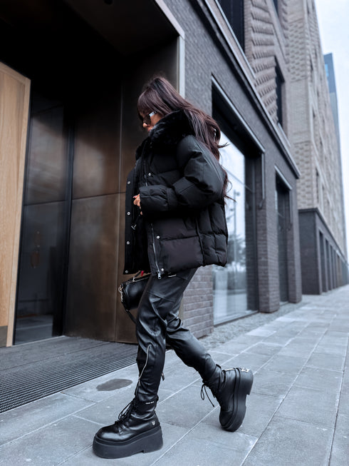 Puffy, short jacket "FUSION AD611" - BLACK