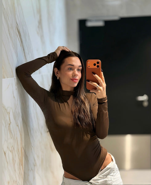 Классический боди с воротником "AMAZING" - CHOCO