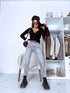 GREY mom fit denim pants HM306-6 "SMOKE"