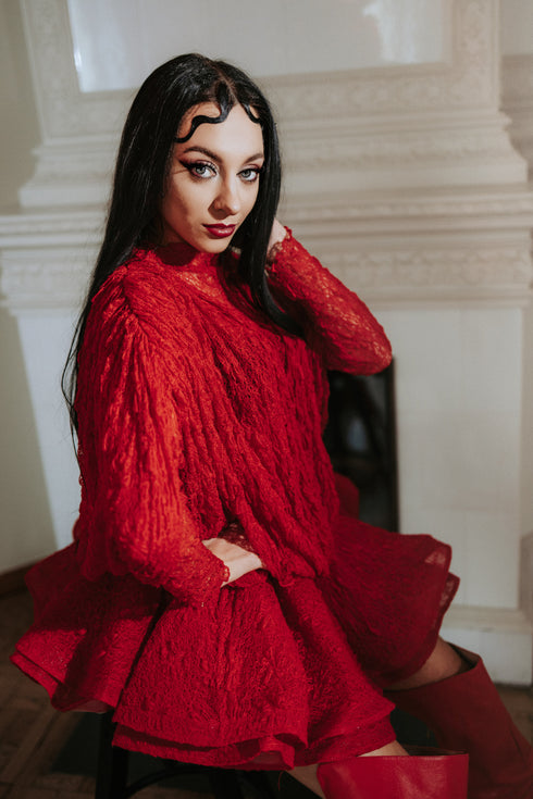 "CUPIDON H11335" 2-in-1 dress + top - RED