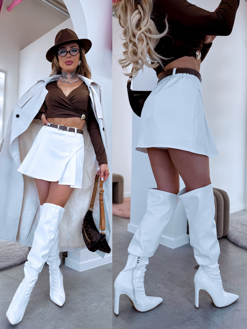 Skort + belt "STREAM W49756" - white