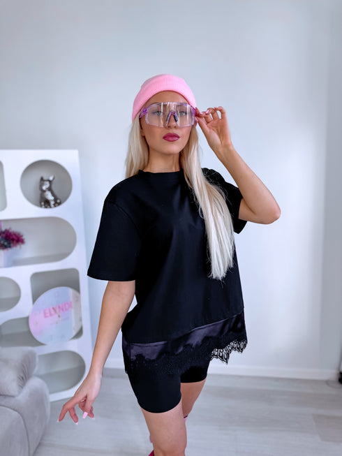 T-krekls "SATIN DETAIL" FT23 - MELNS