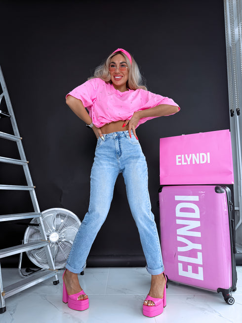 "BELFORT" MOM FIT jeans HM306-1 - BLUE