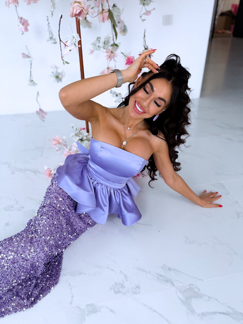 Long, flitter dress "MERMAID" - LAVENDER