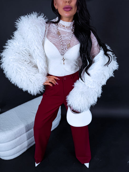 Mākslīgās kažokādas virsjaka "SILVERY" 12250 - BALTA