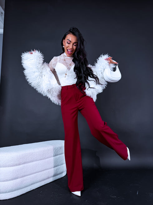 Классические, бордовые тканевые брюки "SEASON HIT" VS02