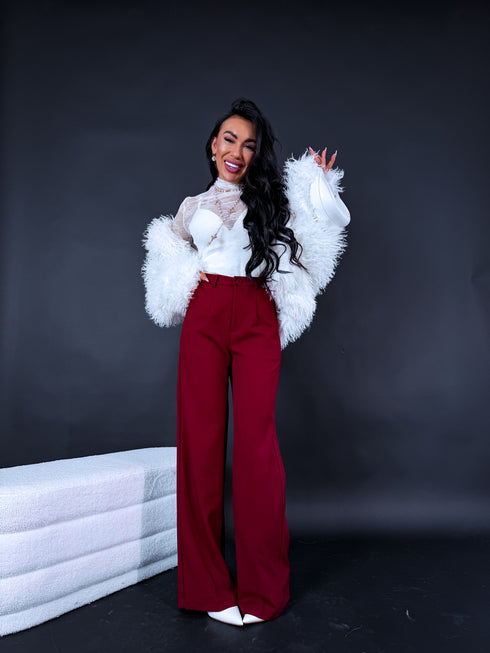 Классические, бордовые тканевые брюки "SEASON HIT" VS02