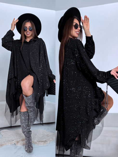 Plus-size dress "SHINY NIGHT" 39282 - BLACK