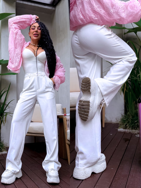 Klasikinės, BALTOS audinio kelnės "SEASON HIT" VS02