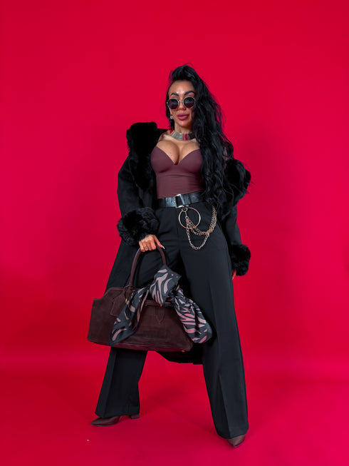 Mētelis ar pūku "CLOSURE" FC76 - melns