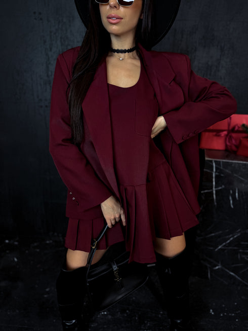 2in1 dress + jacket "SCHOOL GIRL" - BORDO