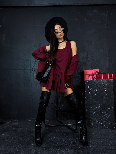 2in1 dress + jacket "SCHOOL GIRL" - BORDO