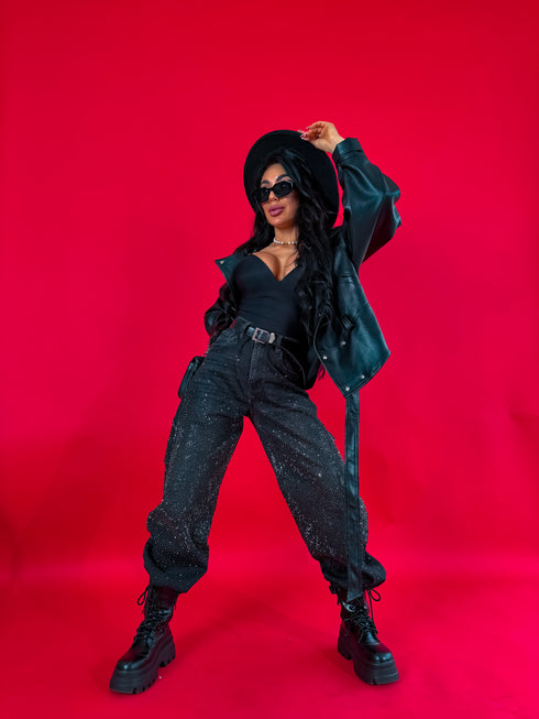 "SERAPHINE GLOW" 8705 džinsa bikses - TUMŠI PELĒKAS