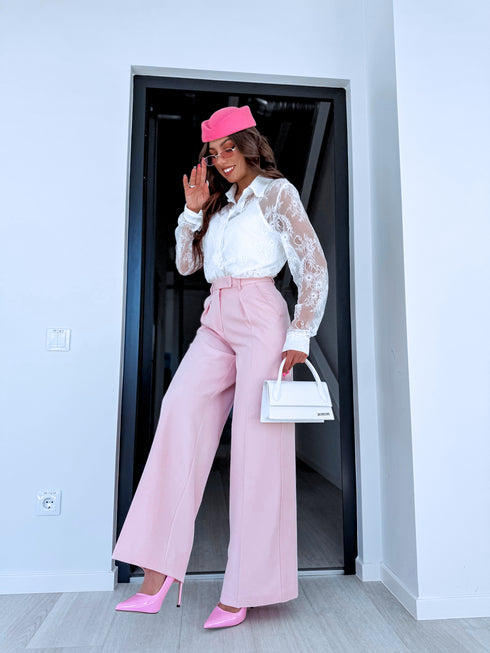 2in1 mežģīņu blūze "BOHO 10237" - BALTA