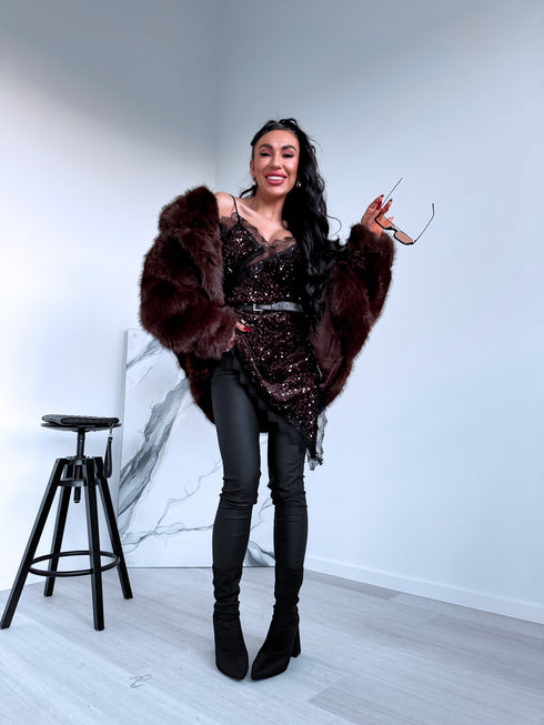 GOLD filter MINI dress "SNOW QUEEN 7772" - BLACK