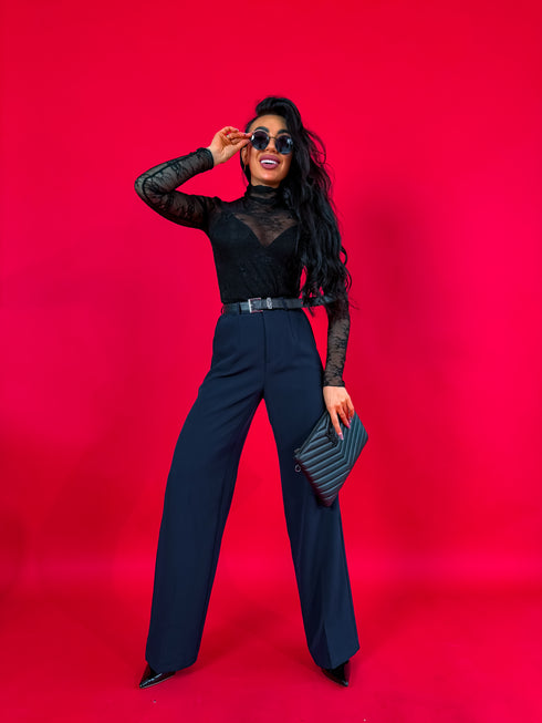 Klasiskas, NAVY ZILAS auduma bikses "SEASON HIT" VS02