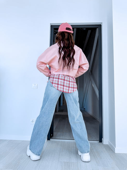 Faux Leather Jacket "SILENT STORM" S-6202 - SOFT PINK
