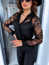 2in1 lace blouse "BOHO 10237" - BLACK