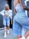 Shorts with tears "CARD" S8069 - LIGHT BLUE
