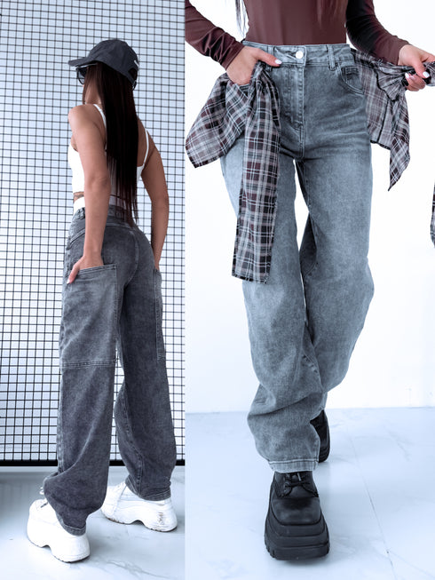 Džinsa bikses + aksesuārs "SHERIFF K837" - PELĒKAS