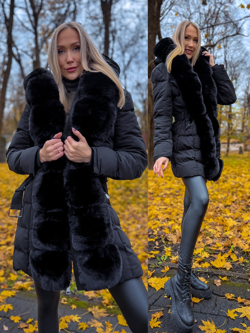 Jacket with fur front "NORDELLE" FC7505 - BLACK