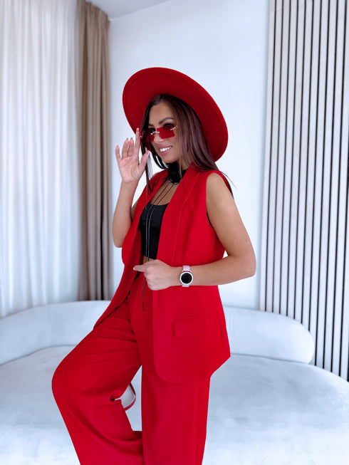 Komplekts "DRAMA WZ91" - veste + bikses + josta - SARKANS