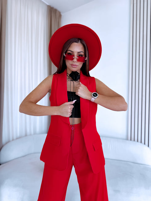 Komplekts "DRAMA WZ91" - veste + bikses + josta - SARKANS