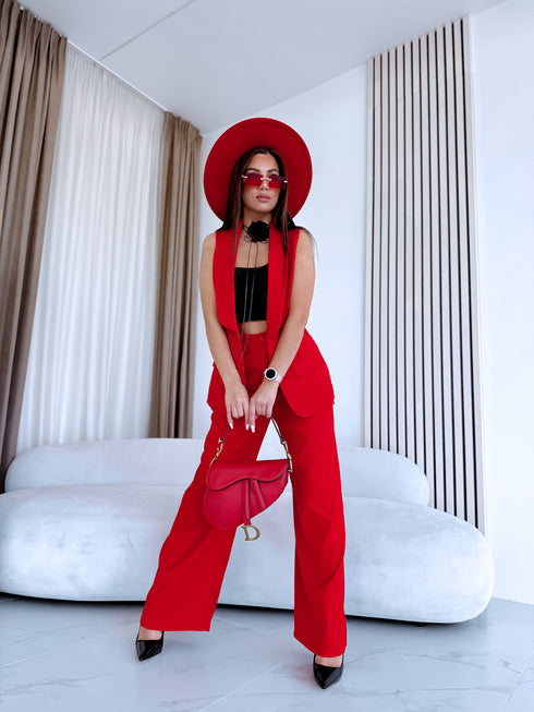 Komplekts "DRAMA WZ91" - veste + bikses + josta - SARKANS