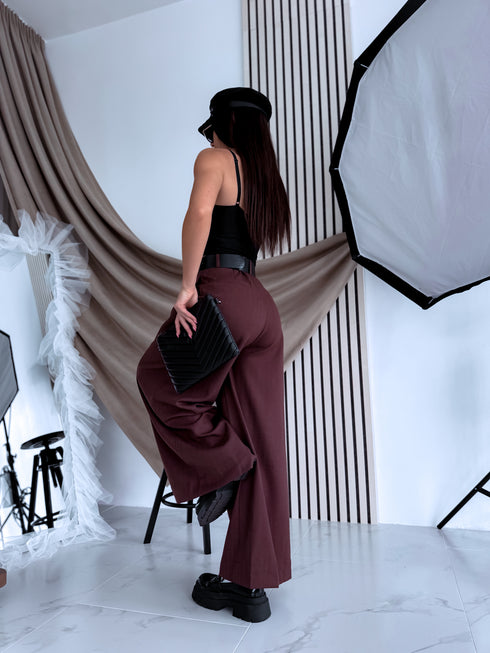 PLATĀS auduma bikses "DESSERT P10555" - BRŪNAS