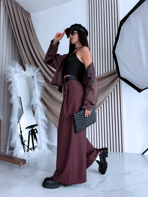 PLATĀS auduma bikses "DESSERT P10555" - BRŪNAS