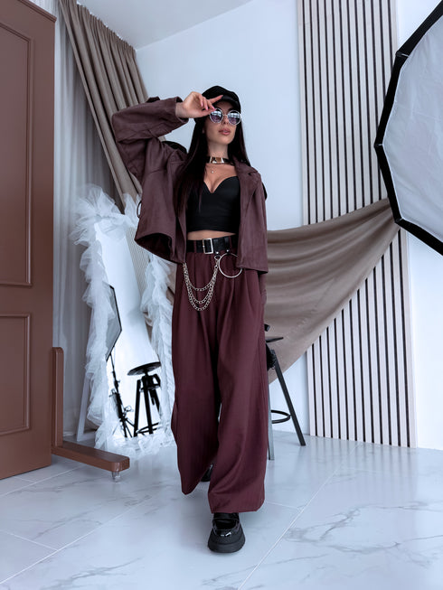 PLATĀS auduma bikses "DESSERT P10555" - BRŪNAS