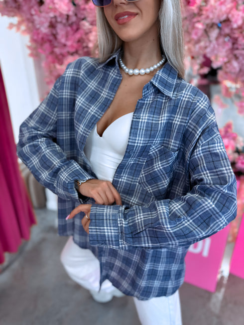 Ruffled blouse "UNLOCK" DM2645 - GRAY-BLUE