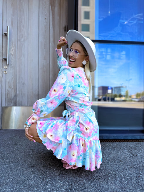 Eleganta mini kleita "ŪDENSROZE" - MAIGI ROZĀ AR MINT