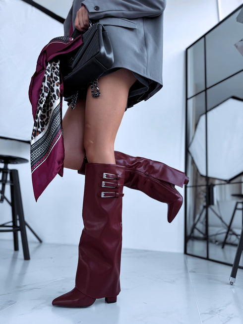 "GRENADINE C-354" leather imitation boots - BORDEAUX
